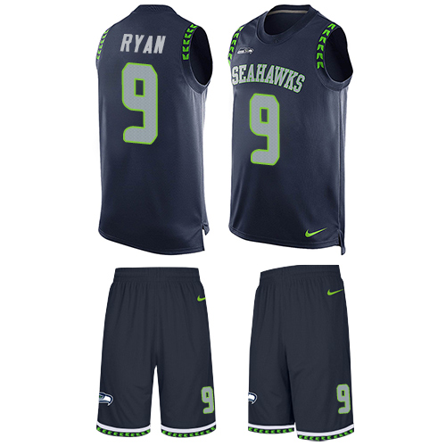 Men's Limited Jon Ryan Nike Jersey Navy Blue - #9 Tank Top Suit NFL Seattle Seahawks